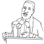 Dibujo para colorear Dibujo De Politico En Conferencia De Prensa Hablando En Frente De Los Micronfonos Para Pintar Y Colorear