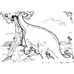Dibujo para colorear Dibujo De Dinosaurio Comiendo Hojas De Un Arbol Para Pintar Y Colorear