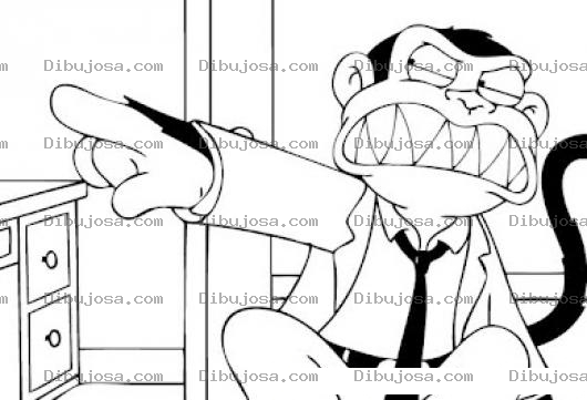 Dibujo para colorear Monochismoso Dibujo De Mono Acusador Y Chismoso Para Pintar Y Colorear A Un Mono Enojado Senalando Con El Dedo A Un Culpable