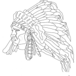 Dibujo para colorear Indio Con Cabellera De Plumas Para Colorear