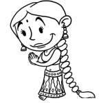 Dibujo para colorear Dibujo De Indita Con Pelo Largo Hasta El Piso Para Pintar Y Colorear