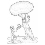 Dibujo para colorear Diadelarbol Dibujo Del Dia Del Arbol Para Pintar Y Colorear Un Arbol Regalando Un Ruto A Un Nino Porque El Nino Cuida De El Dibujo De Amor A La Naturaleza