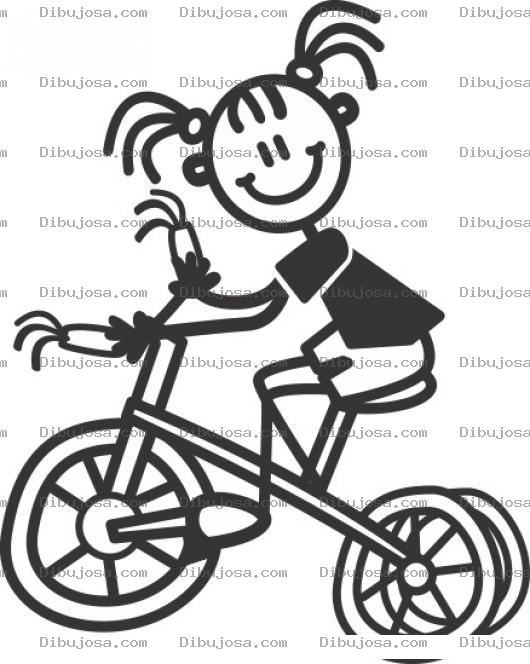 Dibujo para colorear Bicicleta De Nena Dibujo De Nina En Cicle Para Colorear