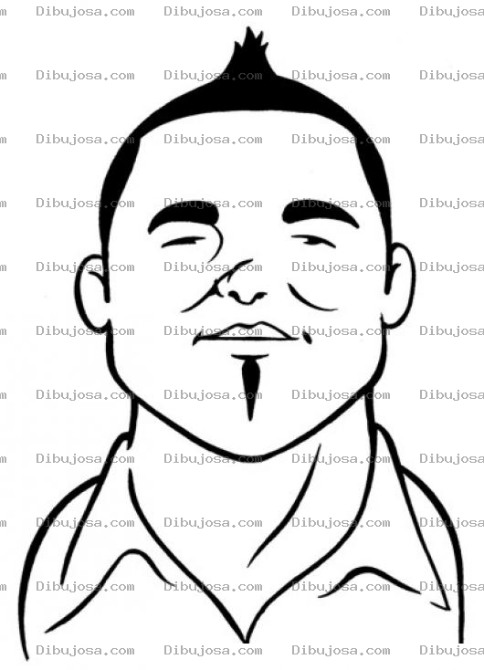 Dibujo para colorear Dibujo De Un Chino Adulto Con Peinado De Jovensito Para Pintar Y Colorear