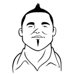 Dibujo para colorear Dibujo De Un Chino Adulto Con Peinado De Jovensito Para Pintar Y Colorear