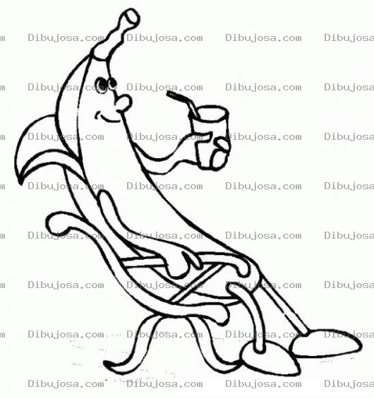 Dibujo para colorear Colorear banano en la playa