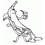 Dibujo para colorear Colorear banano en la playa
