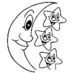 Dibujo para colorear Dibujo De Luna Y Estrellas Para Pintar Y Colorear Lunaconestrellas