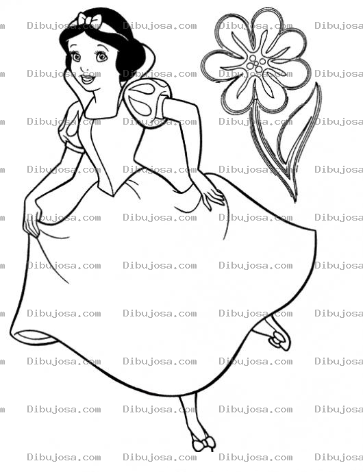 Dibujo para colorear Florblancanieves Dibujo De Blanca Nieves Con Una Flor Para Pintar Y Colorear Blancanievesflor