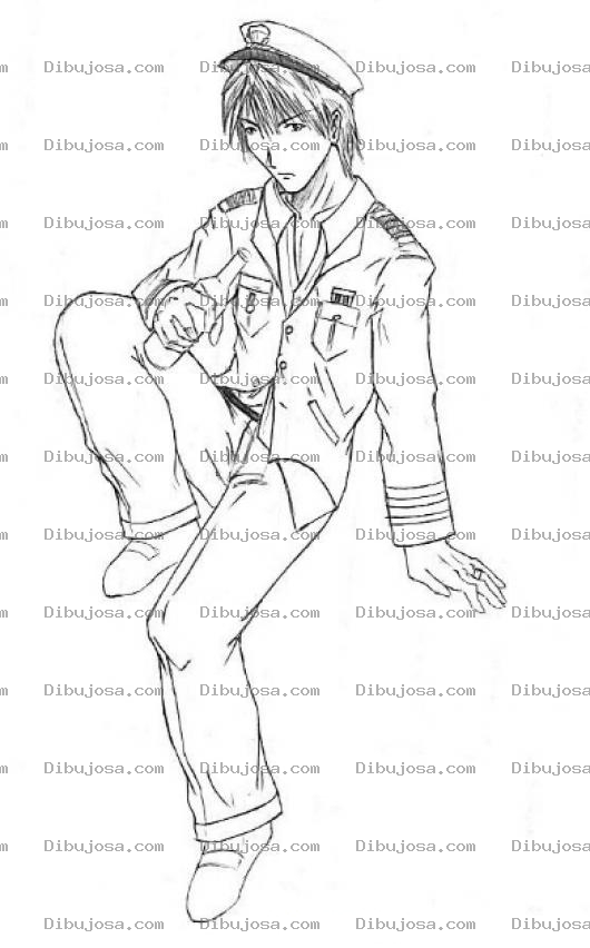 Dibujo para colorear Dibujo De Un Chico Marinero Con Una Botella Para Pintar Y Colorear