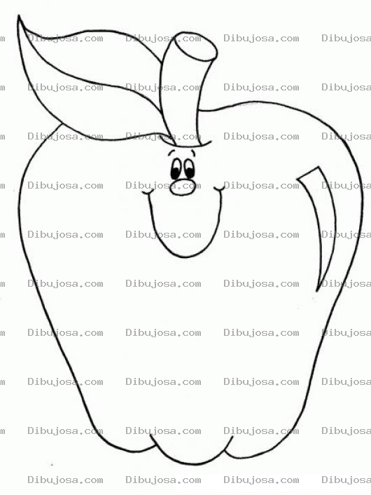 Dibujo para colorear Colorear Manzana Feliz