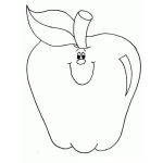 Dibujo para colorear Colorear Manzana Feliz