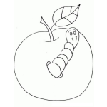 Dibujo para colorear Colorear Manzana con gusanito