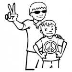 Dibujo para colorear Mi Hermano Mayor Dibujo De Chica Con Su Hermano Mayor Para Pintar Y Colorear Signo De Paz Y Amor Pieceandlove O Como Dirian En Guatemala Picenlo
