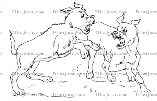 Dibujo para colorear Peleadeperros Dibujo De Una Pelea De Perros Para Pintar Y Colorear Perros Peleando