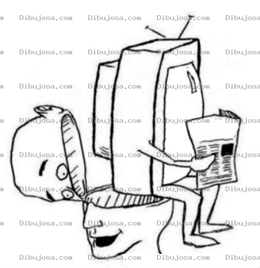 Dibujo para colorear Dibujo De Televisor Haciendo Popo Para Pintar Y Colorear Television Defecando Y Leyendo Un Periodico