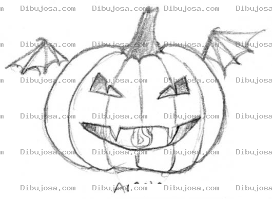 Dibujo para colorear Dibujo De Calabaza Con Alas De Murcielago Para Pintar Y Colorear
