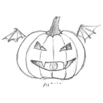 Dibujo para colorear Dibujo De Calabaza Con Alas De Murcielago Para Pintar Y Colorear
