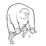 Dibujo para colorear Pelon Mastodonte Doblando Un Hierro Con Su Pierna Para Pintar Y Colorear