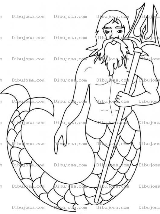 Dibujo para colorear Reydelmar Dibujo De Netupo Rey Del Mar Para Pintar Y Colorear Al Rey Sireno