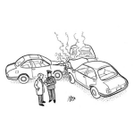 Dibujo para colorear Choque Multiple Accidente De Transito Para Pintar Y Colorear Dibujo De Tres Coches Accidentados