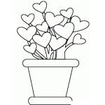 Dibujo para colorear Maseta De Corazones Para Colorear