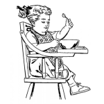 Dibujo para colorear Mesadebebe Dibujo De Una Bebe Cominendo En Su Silla De Madera Para Pintar Y Colorear Beba Comiendo Cereal