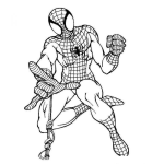 Dibujo para colorear Dibujo De Spiderman Tirando Tela De Arana Para Pintar Y Colorear Hombre Arana Tirando Telarana