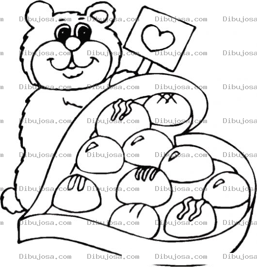 Dibujo para colorear Dibujo De Un Osito Horneando Pastelitos De Amor Para Pintar Y Colorear