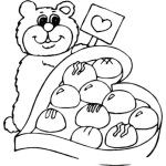 Dibujo para colorear Dibujo De Un Osito Horneando Pastelitos De Amor Para Pintar Y Colorear