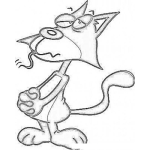 Dibujo para colorear Gatoinocente Dibujo De Gato Con Cara De Inocente Con La Evidencia En La Boca Para Pintar Y Colorear Gatito Comiendose Un Raton