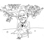 Dibujo para colorear Dibujo De Abuelito Tomando Te Debajo De Un Arbol De Manzanas Para Pintar Y Colorear