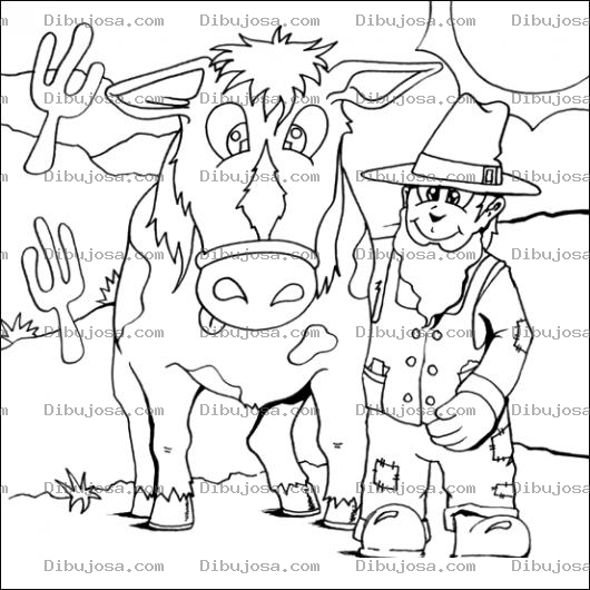 Dibujo para colorear Dibujo De Viejito Con Caballo En El Desierto Para Pintar Y Colorear Un Caballon