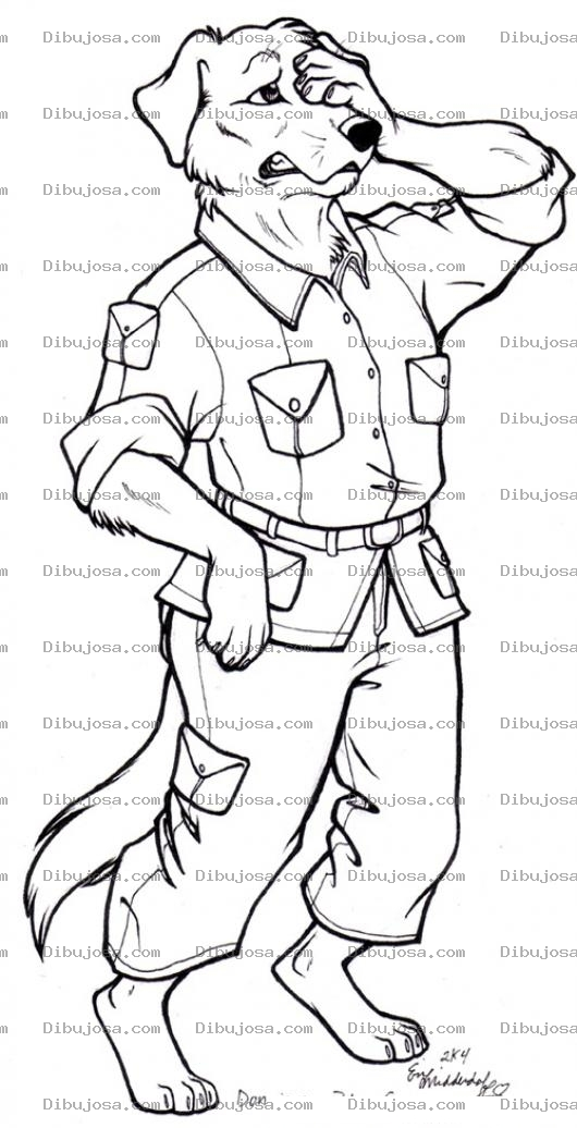 Dibujo para colorear Perropolicia Dibujo De Un Perro Policia Para Pintar Y Colorear Un Perro Con Cuerpo De Hombre O Un Hombre Con Cara De Perro Hombreperro Perrohombre
