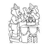 Dibujo para colorear Cumpleanos De Osito Dibujo De Dos Ositios Celebrando Un Cumpleanos Para Pintar Y Colorear Dos Ositos Amigos En Fiesta De Cumpleanos