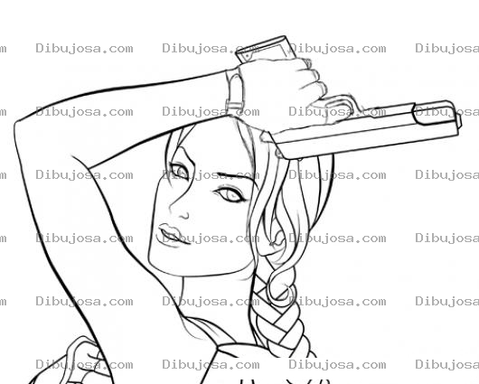 Dibujo para colorear Dibujo De Mujer Policia Con Pistola Para Pintar Y Colorear Mujer Armada