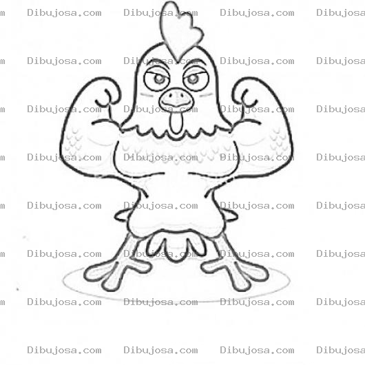 Dibujo para colorear Gallito Fuerte Dibujo De Gallo Fortachon Para Pintar Y Colorear Gallo Musculoso