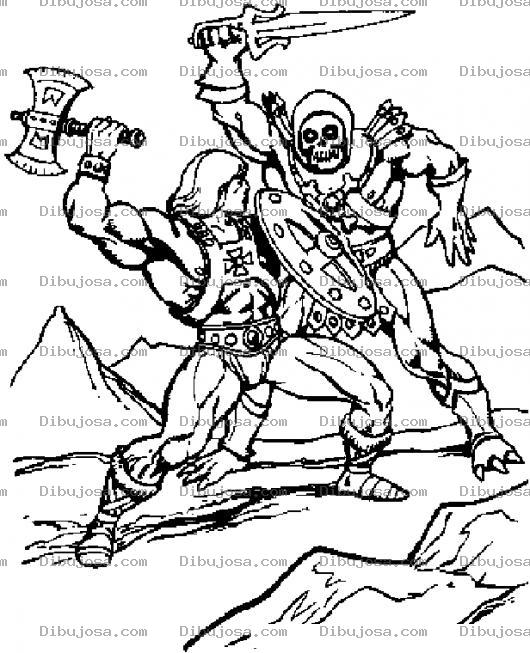 Dibujo para colorear Dibujo De He-man Peleando Contra Skeletor Para Pintar Y Colorear A Heman Y Eskeletor