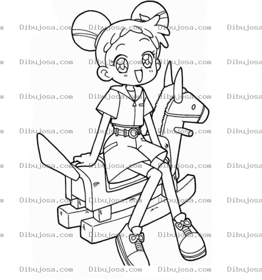 Dibujo para colorear Dibujo De Nina Con Caballito De Madera Para Pintar Y Colorear