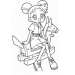 Dibujo para colorear Dibujo De Nina Con Caballito De Madera Para Pintar Y Colorear