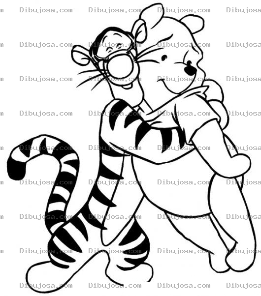 Dibujo para colorear Tigerypooh Dibujo De Tiger Abrazando A Winnie Pooh Para Pintar Y Colorear A Tigre Con Guini Pu