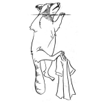 Dibujo para colorear Mapache Travieso Dibujo De Mapache En El Tendedero Colgando En Un Lazo Para Pintar Y Colorear Mapachito Con Ropa