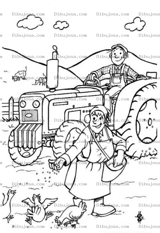 Dibujo para colorear Dibujo De Granjero Y Granjera Para Pintar Y Colorear Pareja De Campesinos Trabajando En El Campo