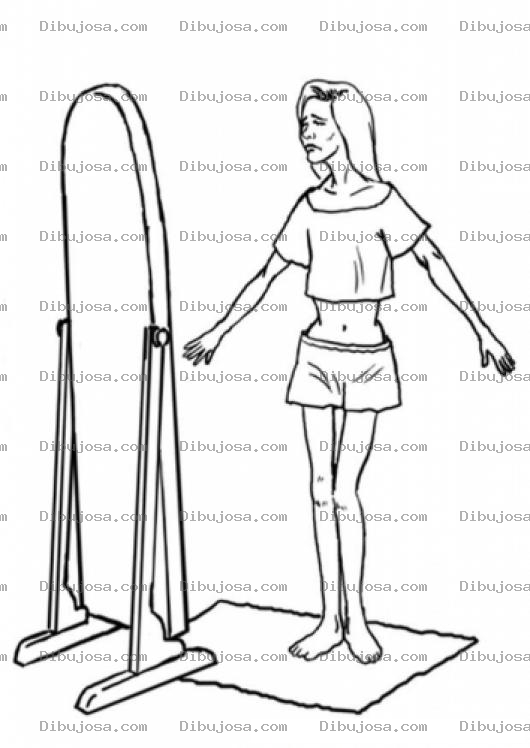 Dibujo para colorear Anorexia Dibujo De Mujer Anorexica Viendose Al Espejo Con Complejo De Gorda Para Pintar Y Colorear Mujer Vulimica Bulimica Voulimica Boulimica
