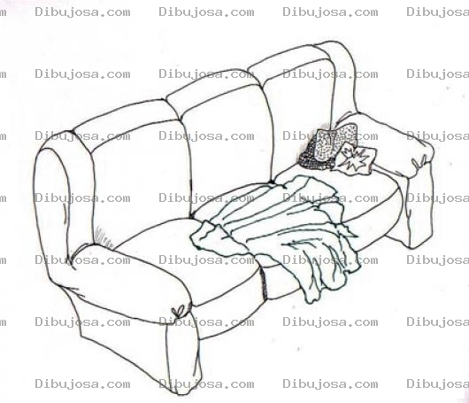 Dibujo para colorear Sofa Con Ropa Para Colorear