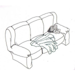 Dibujo para colorear Sofa Con Ropa Para Colorear
