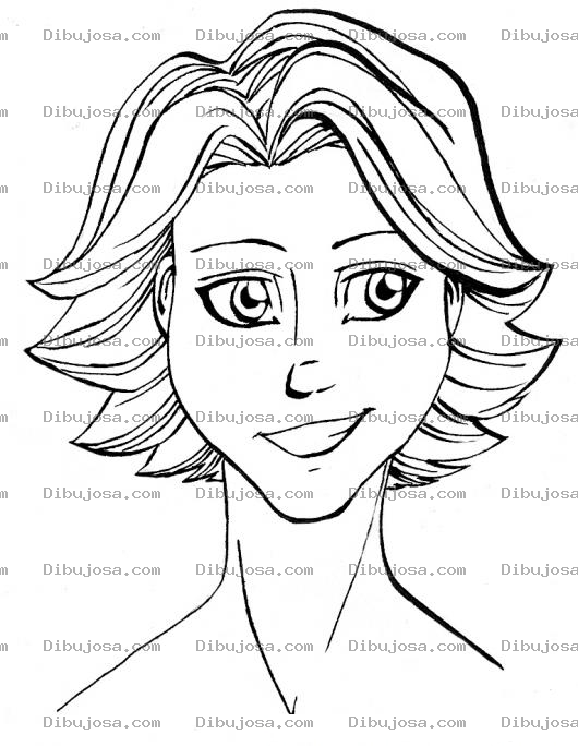 Dibujo para colorear Dibujo De Rubia Con Pelo Corto Para Pintar Y Colorear