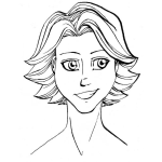 Dibujo para colorear Dibujo De Rubia Con Pelo Corto Para Pintar Y Colorear