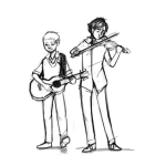 Dibujo para colorear Dibujo De Guitarrista Y Violinista Para Colorear