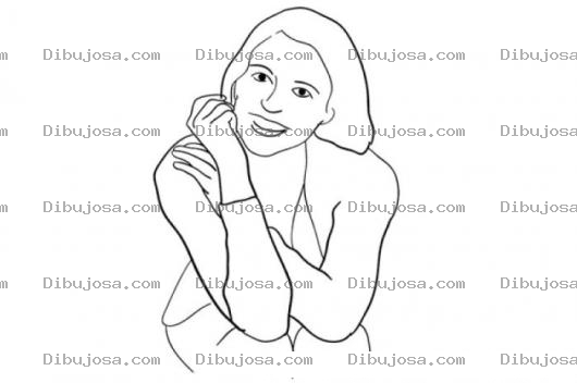 Dibujo para colorear Dibujo De Mujer Con Sonrisa Agradable Para Pintar Y Colorear